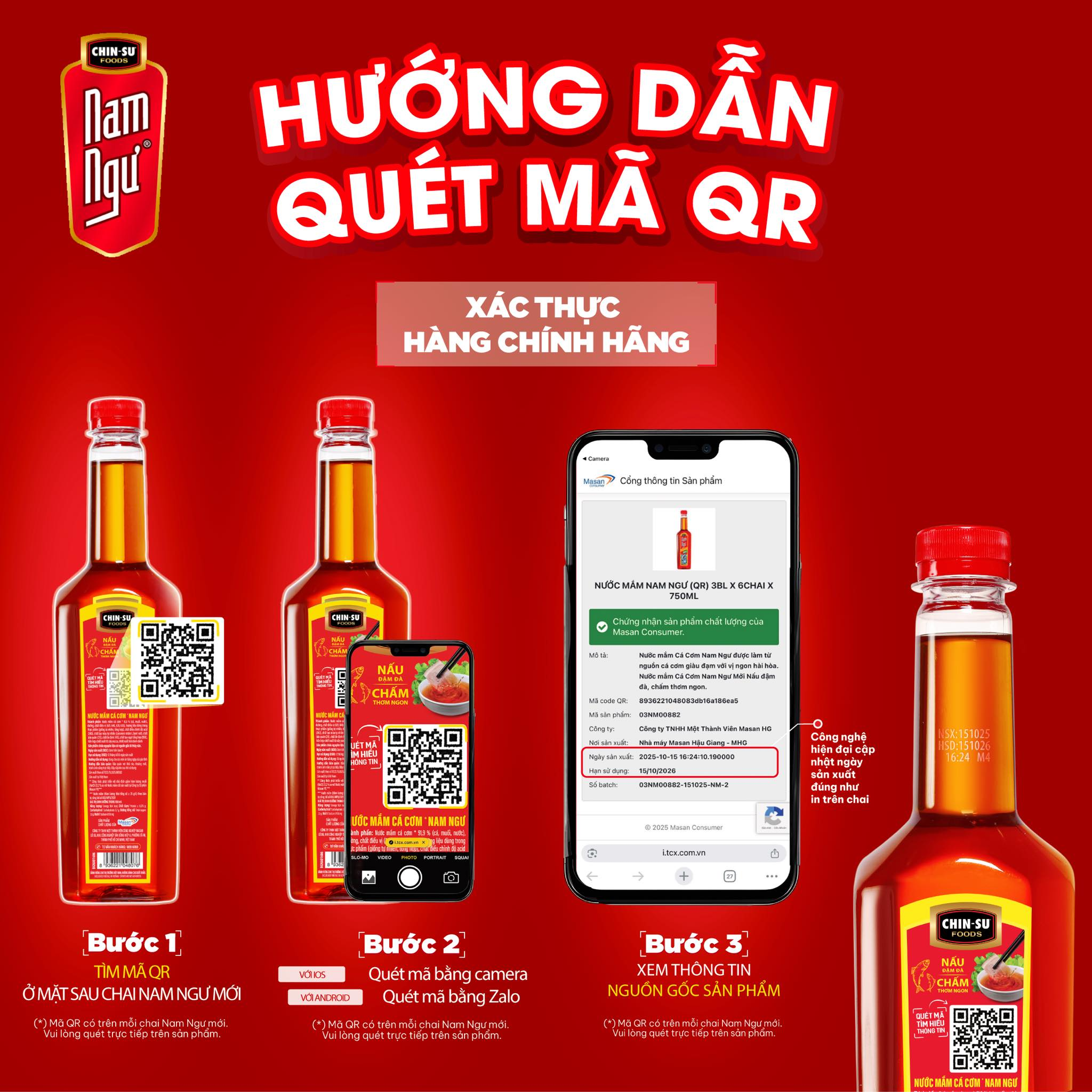 Nhận biết nước mắm Nam Ngư hàng giả và thật chỉ bằng QR Code.